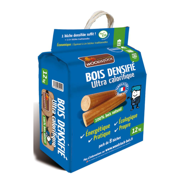 Bois Densifié - Sac de 8 bûches 12KG