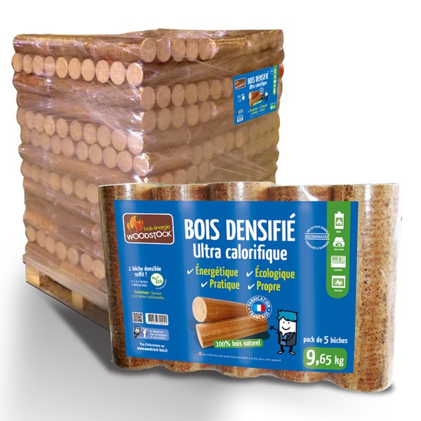 Palette de Bois Densifié - 104 Sacs de 5 bûches 9,65KG (1003,6KG)